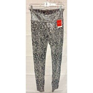SPANX Womens Grey Black Snake Faux Leather Snake Shine High Rise Leggings Medium